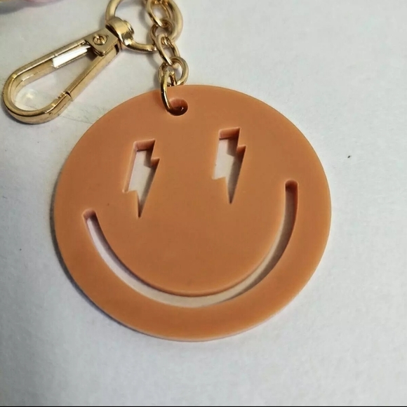 Multicolor Keychain Zipper Pull Backpack Happy Smiley Face Plastic Chain Link - Picture 4 of 7